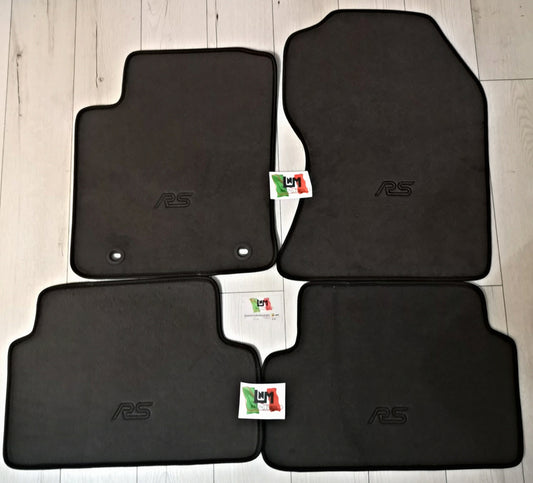 Tappetini similoriginali Ford focus RS MK1 1998-2005 velluto premium grigio medio + logo RS personalizzato nero riproduzione originali