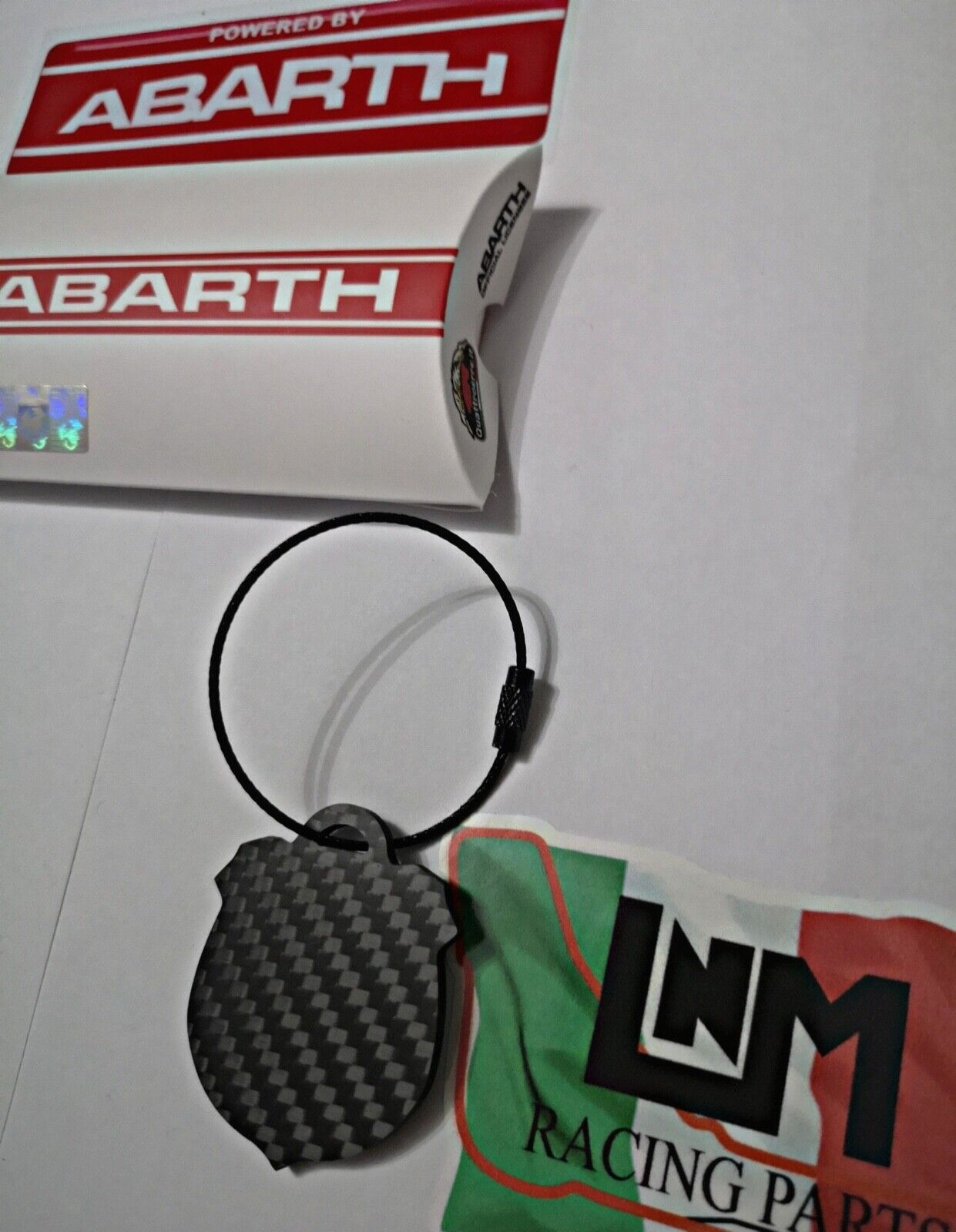 portachiavi ABARTH logo fibra carbonio
