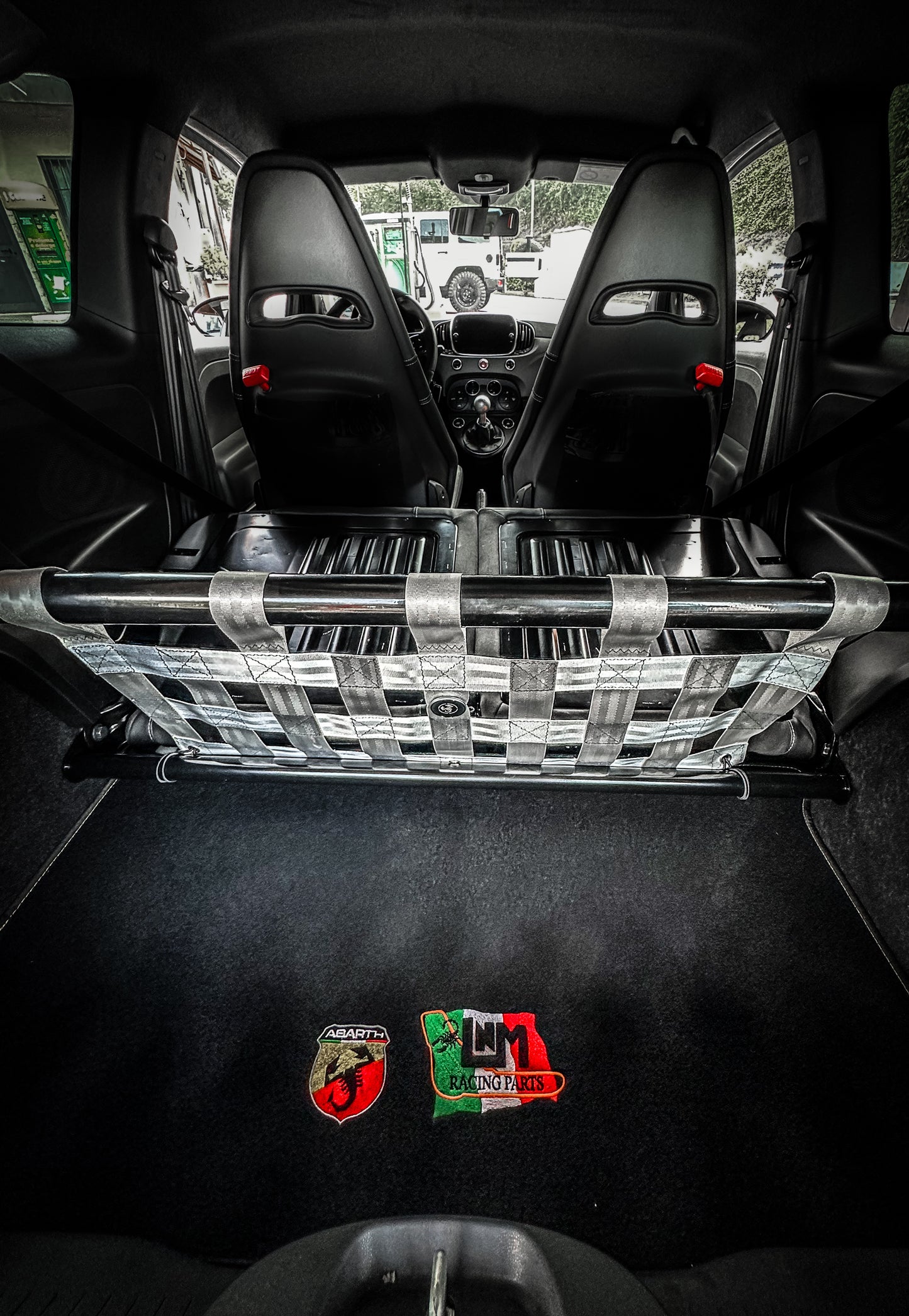 TRUNK CARPET KEEPING THE SEATS WITH ABARTH / ALFA ROMEO LOGO